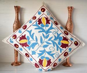 Vintage Embroidered Suzani Cotton <b>Cushion</b> Cover Home Decorative Mexican Style for Hotels <b>Christmas</b> Holiday Use - Product Image 3
