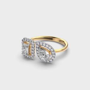 แหวนเพชร Toi Et Moi Halo 3.0 กะรัต ทรงลูกแพร์และทรงมรกต เพชรเพาะเลี้ยงในห้องปฏิบัติการ แหวนหมั้น แหวนแต่งงานสุดหรู - Product Image 4