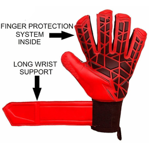 9.5 Inch Red Black Texture Style Make Your Own Youth Wear New Arrival Match Training <b>Football</b> Catching Goalkeeper Gloves - Product Image 2