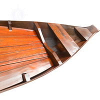 Petit bateau pneumatique en bois de type sampan d'Asie du Sud-Est, 1 personne, fond rouge, pour la décoration et le canoë-aging