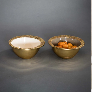 ชามตกแต่งโทนสีบรอนซ์ทันสมัยพร้อมขอบหอยเชลล์ชามโลหะที่เป็นเอกลักษณ์สำหรับจัดแสดงหรือเสิร์ฟ - Product Image 3