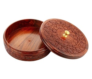 Bonito diseño de madera Chapati caja de servicio con tapa hecha a mano bodas fiestas Mesa madera Chapati caja 100% producto hecho a mano - Product Image 1