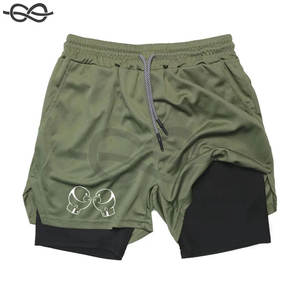 Pantalones cortos de boxeo de moda Gimnasio Deportes Boxers Trunks Double-Deck 2 en 1 Entrenamiento de secado rápido Gimnasio Comfort Fitness Summer Running Shorts - Product Image 5