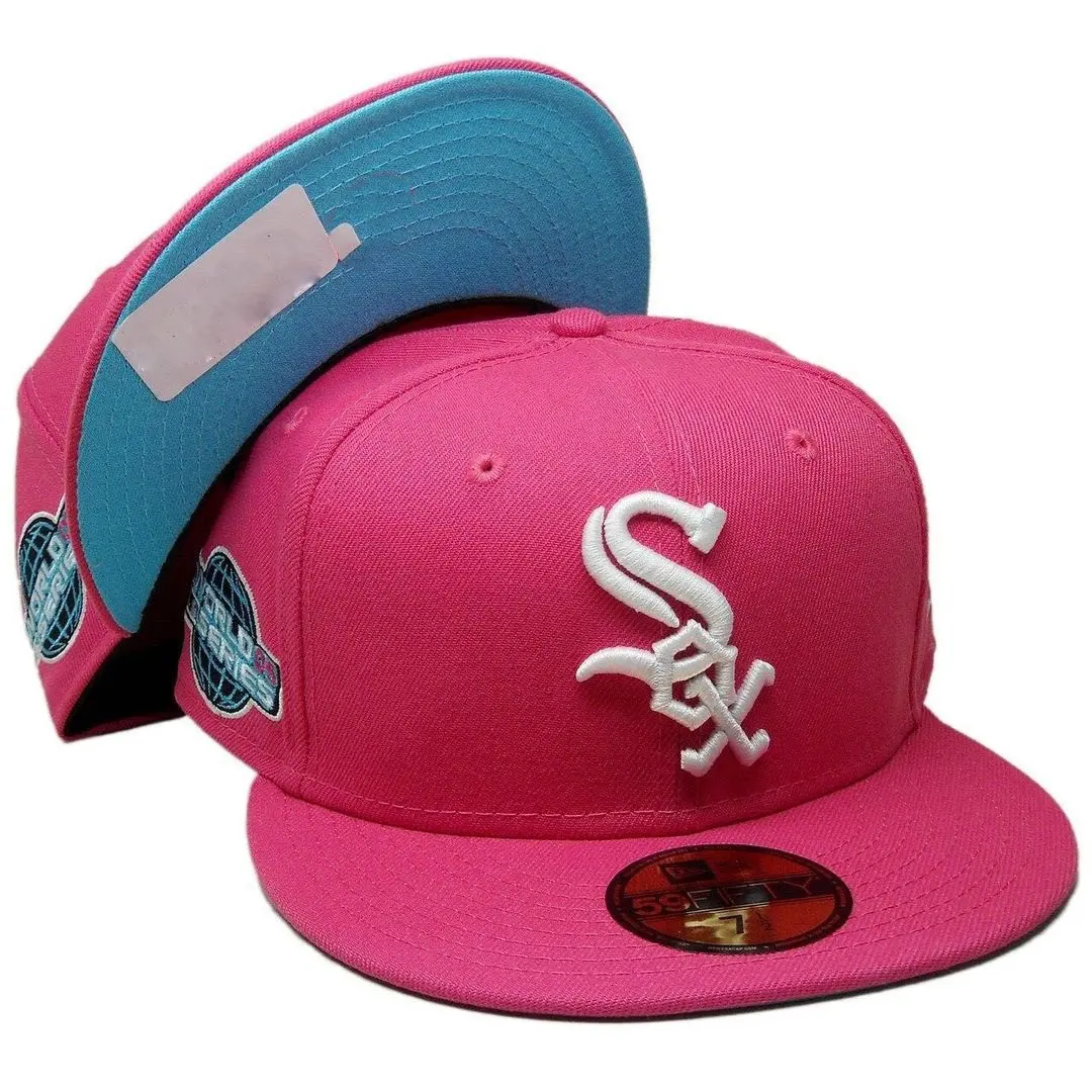 新しいスタイルのシカゴホワイトソックス3D刺繍スポーツキャップフィット野球帽カスタムロゴフィットキャップフラットつば付き
