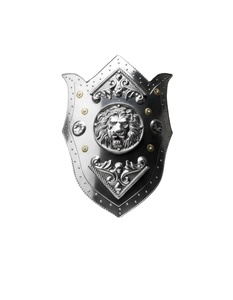 Escudo de León Antiguo en Acero Dulce de Calibre 20 con Acabado Pulido y Asa, Precio al por Mayor - Product Image 1