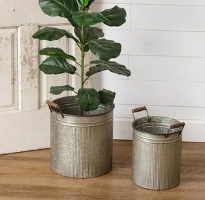 Most Selling Round Shape Iron Galvanized Flower <b>Planter</b> With Handle for Indoor <b>Outdoor</b> Garden Decorative <b>Planter</b> - Product Image 4