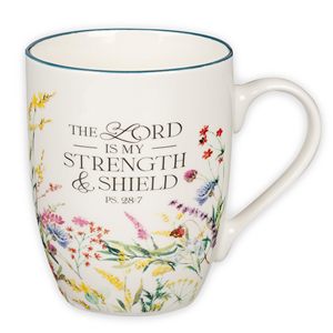 Cadeaux d'art chrétien : Tasse à café/thé en céramique sublime et inspirante avec verset biblique « Le Seigneur est ma force », compatible micro-ondes - Product Image 1