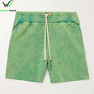 Hot Sale <b>Men's</b> Heavyweight Acid Washed Terry Print Sweat <b>Shorts</b> Street Wear Raw Edge Hem Elastic Waist OEM Service Eco-Friendly - Product Image 6