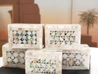 Boîte à bijoux en mosaïque de nacre, style nordique moderne, multifonctionnelle, pliable à trois niveaux, décoration d'intérieur pour salon et rangement de vêtements
