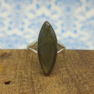 Anillo de labradorita con forma de marquesa de plata fina hecho a mano, banda dividida de alta calidad, joyería de boda, Perla de diamante de estilo bohemio para - Product Image 5