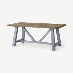 8 Seat Large Dining <b>Table</b> Solid Pine and Pebble <b>Grey</b> BSCI VIETNAM FACTORY <b>Coffee</b> <b>Table</b> - Product Image 1