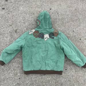 Écusson de broderie vintage en coton 400 g/m² personnalisé du fabricant, sweat à capuche zippé imprimé en 3D et délavé à l'acide pour hommes - Product Image 5