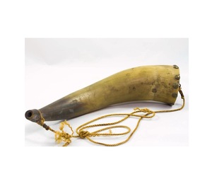 Corne de buffle en poudre, artisanat, corne naturelle, véritable corne pour ceinture en cuir avec embout en laiton et couvercle en bois - Product Image 1