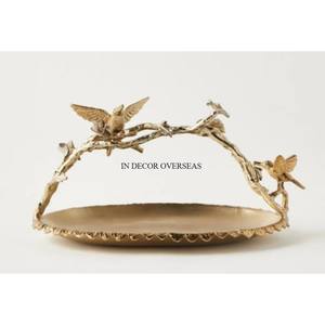 Cuenco decorativo para pájaros sentados de aluminio chapado en oro de alta calidad, diseño de hojas irregulares para servir para decoración del hogar, Material de Metal - Product Image 3