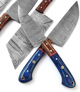Juego de Cuchillos de Chef de Acero de Damasco de 5 Piezas Nordic Forge, Mangos de Madera Pakka, Diseño Ambidiestro, Hojas Recubiertas, Cuchillos Hechos a Mano OEM - Product Image 4