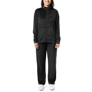 Wholesale <b>Velour</b> Tracksuit Women Custom Logo Two Piece Set Zipper <b>Hoodie</b> And Sweatpants Casual Jogging Suit - Product Image 1