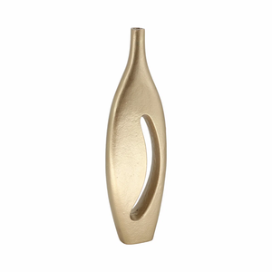 Vase moderne en métal doré découpé avec une finition en laiton élégante et artistique, sculpture décorative pour la décoration de la maison et du bureau de luxe - Product Image 1