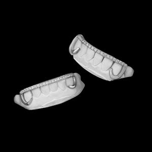 Grillz en argent sterling 925 fait main, style barre, serti de diamants, rangée supérieure et inférieure, ensemble minimaliste, hip-hop, bling dentaire, embout buccal - Product Image 6