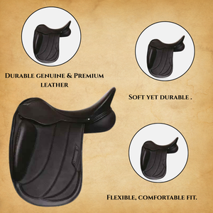 Silla de Montar Inglesa de Cuero Negro Premium |   Silla de Montar para Caballos de Salto y Eventing Multiusos | Equipo de Equitación Cómodo y Duradero - Product Image 4