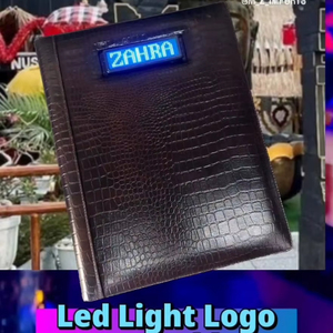 Logo lumineux Led personnalisé Couvertures de menu de restaurant en cuir et dossier de boissons personnaliser la couleur et le logo - Product Image 1