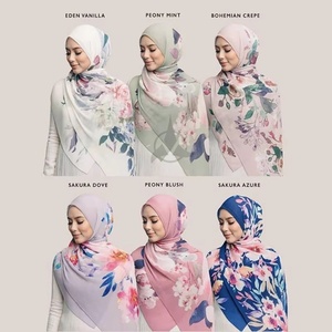 Dernier foulard pour femmes personnalisé, printemps, ethnique, doux pour la peau, imprimé, plissé, floral, en mousseline de soie, hijab, châles froissés pour bébé, Pakistan - Product Image 4