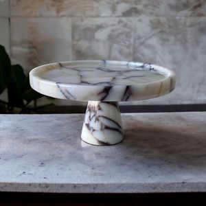 Elegant White Marble Pedestal Cake Stand Luxury <b>Dessert</b> Display Stand for Home Decor Weddings and Events - Product Image 3
