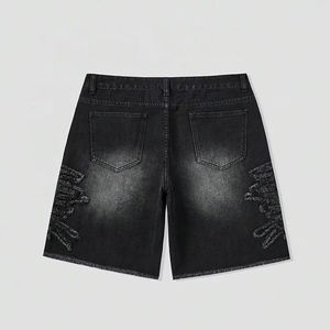 Pantalones Cortos de Mezclilla Baggy para Hombre, Estilo Streetwear, con Apliques de Pedrería y Bordados Personalizados, Lavado Ácido, Tendencia 2026 - Product Image 2