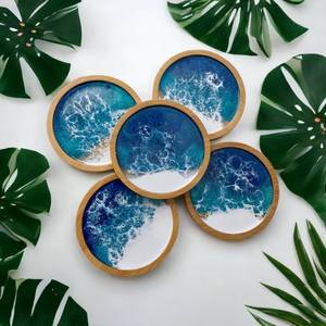 Juego de Posavasos de Resina y Madera Clásicos, Duraderos y Personalizados, Hechos a Mano con Epoxi, para Café, Té, Bar, Hotel, Hogar, Promocionales - Product Image 1