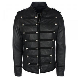 Mens Black <b>Gothic</b> Leather <b>Jacket</b> - Product Image 1