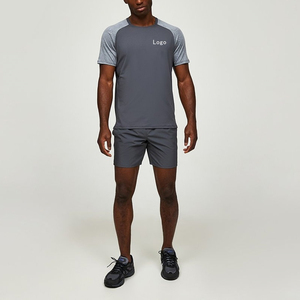 Hauts de sport à séchage rapide pour hommes ensemble de chemises et shorts de sport 2 pièces vêtements de sport à col rond vêtements de sport d'été teints en été - Product Image 1