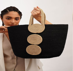 Elegant cream canvas tote with tan leather trim. Perfect for work. Available at wholesale prices. - Product Image 6