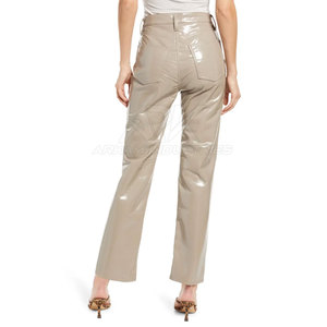 High Quality Casual Wear <b>Women</b> Leather Pants Solid Color Top Selling Streetwear <b>Women</b> Leather Pants - Product Image 3