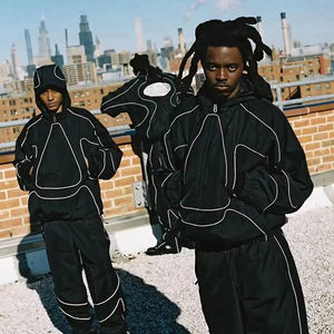 Survêtement personnalisé pour homme, coupe-vent, sweat à capuche en nylon réfléchissant 3M et pantalon de survêtement en nylon, jogging, pantalon de survêtement - Product Image 1