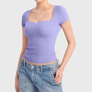Ropa cómoda Precio bajo Slim Fit Camisetas Mujeres Fitness Use Slim Fit Camisetas Tamaño personalizado Slim Fit Camisetas - Product Image 3