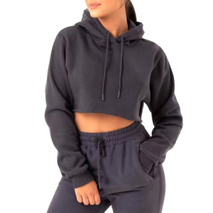 Sweat à capuche zippé décontracté pour femme avec capuche courte Techniques lavées pour l'entraînement et l'hiver/l'été - Product Image 6