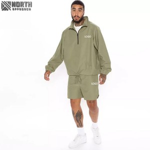 Conjunto Deportivo Informal Impermeable de Algodón Ligero para Invierno con Capucha Transpirable para Hombre, Chaqueta Cortavientos, Pantalones Cortos - Product Image 1