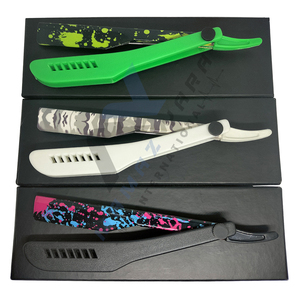 OEM Logo Nuevo diseño Maquinilla de afeitar recta de acero inoxidable Mango de plástico ligero con hoja reemplazable deslizante - Product Image 1