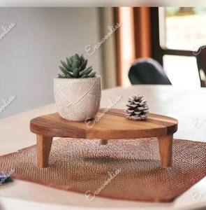 Mesa elevadora de madera de diseño moderno para decoración, tablero de exhibición rústico, soporte circular para pasteles, bandeja de mostrador para mesa de centro de cocina - Product Image 3