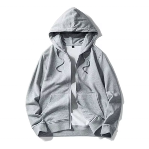 Sweat à capuche d'hiver pour homme 100 % coton de haute qualité, entièrement zippé, coupe oversize, épaules tombantes, épais, avec broderie 3D et logo personnalisé imprimé - Product Image 2