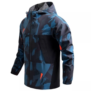 Chaqueta Cortavientos Impermeable de Manga Larga para Hombre, Ecológica, de Color Sólido, con Cierre de Cremallera, Personalizada con Estampado, para Correr - Product Image 2