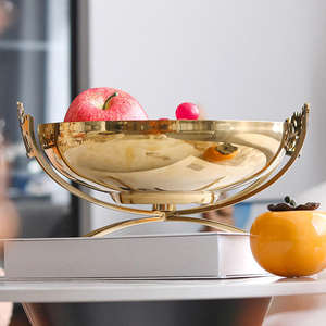 Tray metal decorative fruit bowl with stand for dining <b>table</b> kitchen home decor gift hotel restaurant serving display tray style - Product Image 6