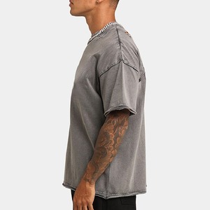 Camisetas de Algodón 100% de Alta Calidad al por Mayor 2026, con Logotipo Personalizado, Tejidas, Gruesas, Desgastadas, para Hombre, Estilo Vintage, Lavadas, Corte Regular - Product Image 3