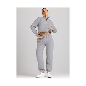 Tendencia 2025 otoño mujer Casual deportes 2 piezas conjunto manga larga raya cremallera pantalones cortos sólidos para deportes al aire libre - Product Image 6