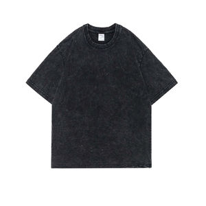 Venta al por mayor de tallas grandes de los hombres lavado ácido camisetas 100% algodón de alta calidad transpirable lona Hip Hop Streetwear Oversized Crew Tee - Product Image 6