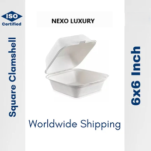 Boîte à lunch à clapet biodégradable 10x6 réutilisable écologique Bagasse de canne à sucre compostable couvercle d'emballage alimentaire jetable pour - Product Image 2