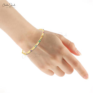 Hot Sale Flexible Women's Multi Color <b>Baguette</b> Cut Gemstone Bangle <b>Bracelet</b> Nickel-Free Lead-Free Classic Fine Jewelry - Product Image 5