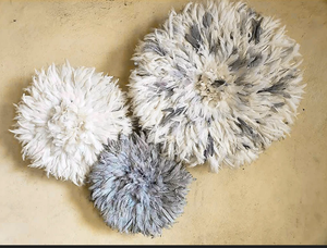 Chapeau Juju Bohème Fait Main, Décoration Artistique Rustique, Plume de Bambou Suspendue, Accent Mural Rond Blanc pour Salon - Product Image 6