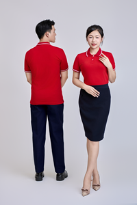 เสื้อเชิ้ตผู้ชายแขนสั้นแบบลำลอง ผ้าถักเนื้อปกติ น้ำหนัก 200 กรัม ติดกระดุม ผ้า TC ผสม 60% ผ้าฝ้าย + 40% ผ้าโพลีเอสเตอร์ กันยับ สีแดง - Product Image 2