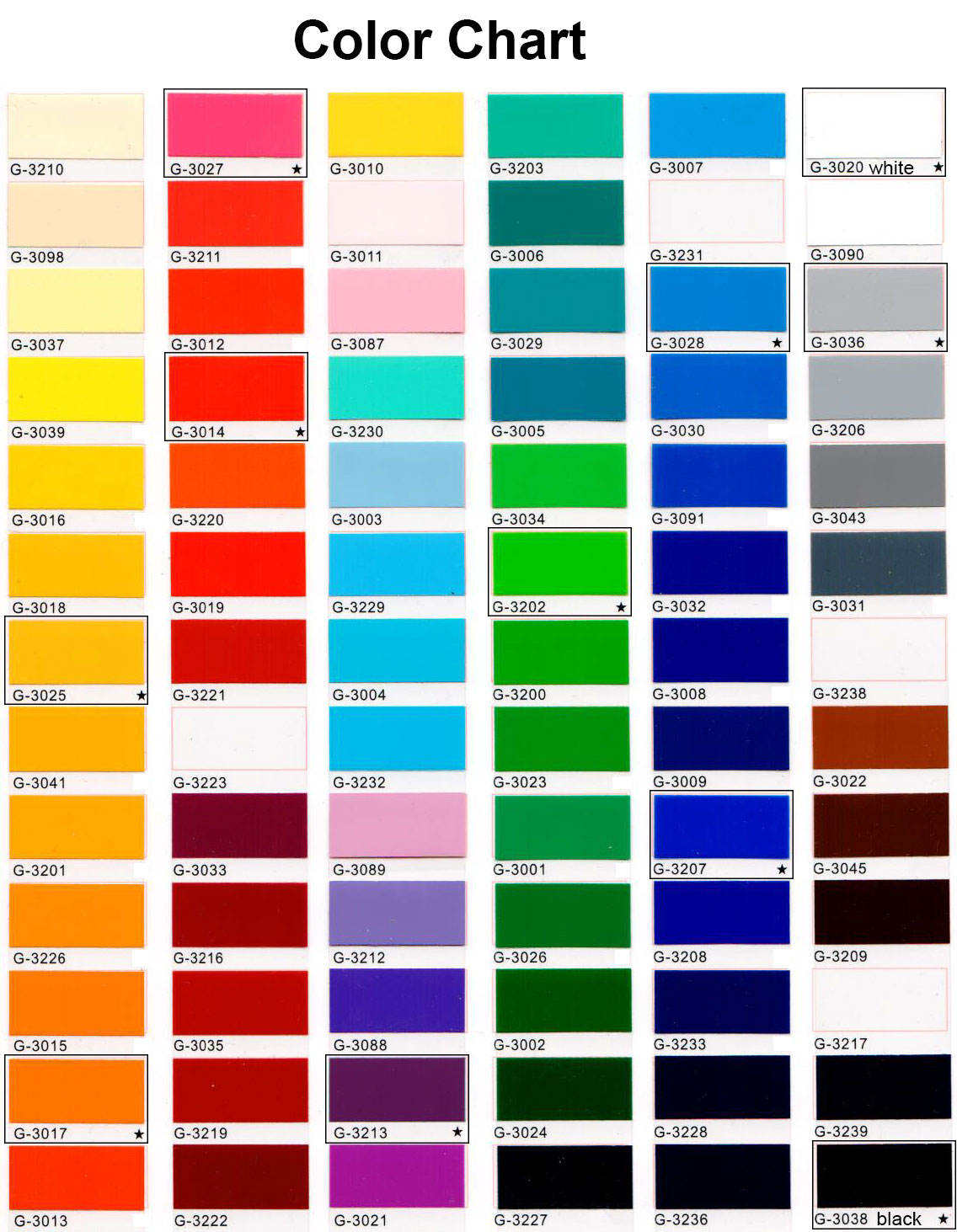 Todos los colores disponibles