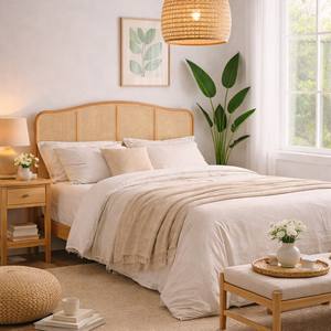 เตียงหัวเตียงโค้งหวายธรรมชาติ สานด้วยมือ สไตล์ชนบทชายทะเล โบโฮ เฟอร์นิเจอร์ห้องนอนแบบเป่าลม ของตกแต่งจากเวียดนาม - Product Image 6